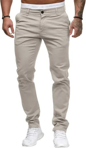 Mens Dress Pants Slim Fit Chinos Stretch Fashion Pant Skinny Leg