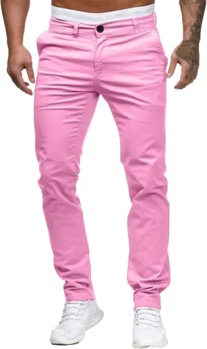 Mens Dress Pants Slim Fit Stretch Chino Pants Flat Front Denim Pants Casual Tapered Golf Pants Straight Leg Dress Slacks