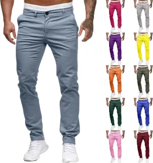 Mens Dress Pants Slim Fit Stretch Chino Pants Flat Front Denim Pants Casual Tapered Golf Pants Straight Leg Dress Slacks