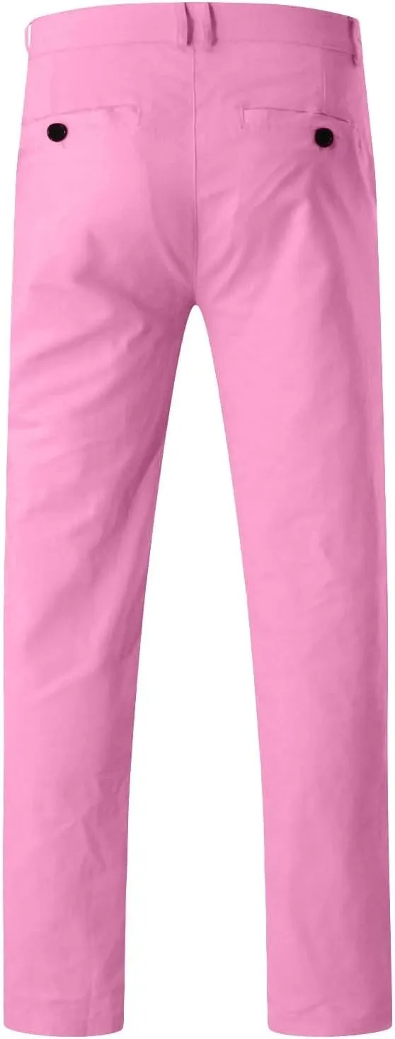 Mens Dress Pants Slim Fit Stretch Chino Pants Flat Front Denim Pants Casual Tapered Golf Pants Straight Leg Dress Slacks