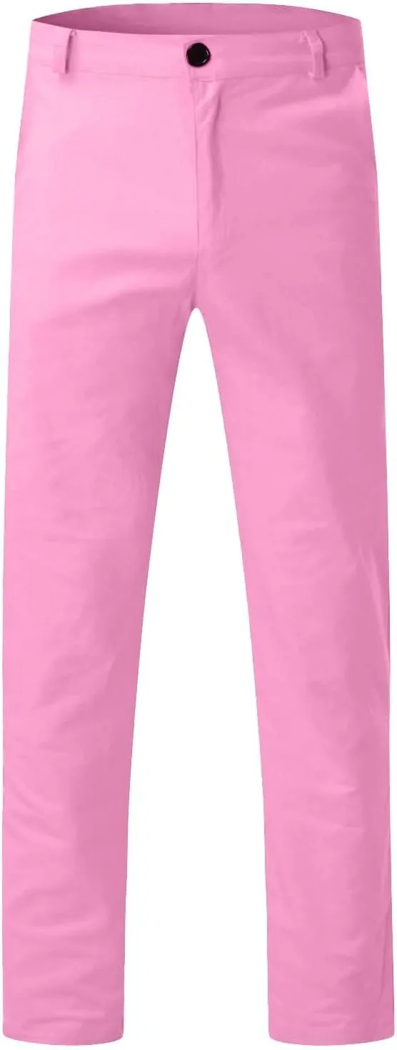 Mens Dress Pants Slim Fit Stretch Chino Pants Flat Front Denim Pants Casual Tapered Golf Pants Straight Leg Dress Slacks