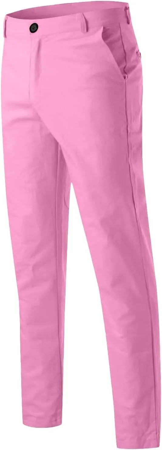 Mens Dress Pants Slim Fit Stretch Chino Pants Flat Front Denim Pants Casual Tapered Golf Pants Straight Leg Dress Slacks