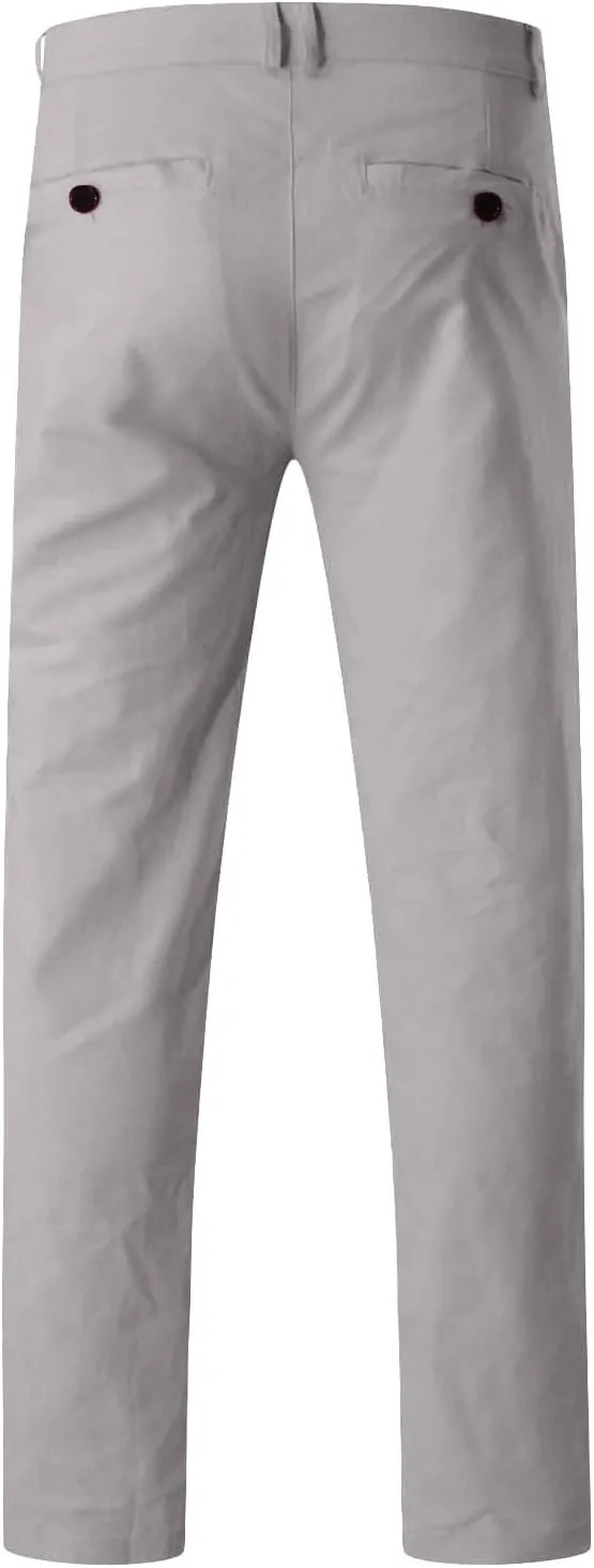 Mens Dress Pants Slim Fit Stretch Chino Pants Flat Front Denim Pants Casual Tapered Golf Pants Straight Leg Dress Slacks
