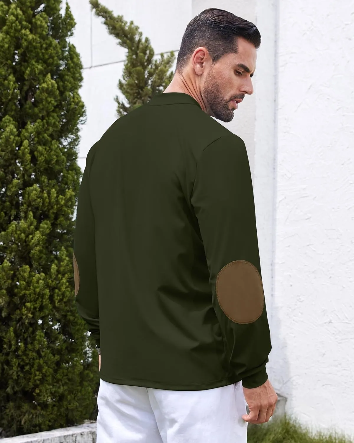 Men's Henley Golf Shirts Long Sleeve Collarless Golf Shirt Casual Moisture Wicking Quick Dry Shirts with Pocket