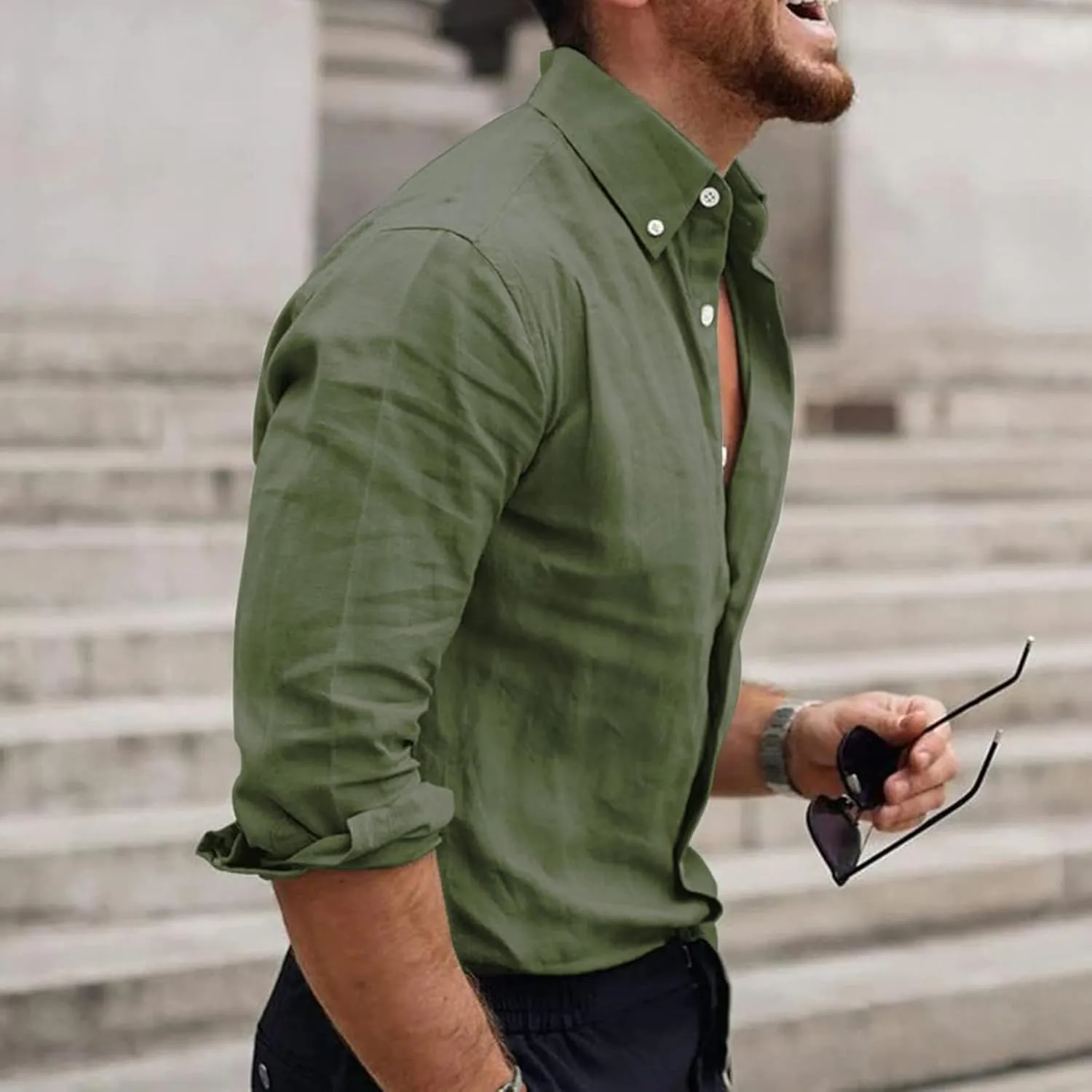Mens Long Sleeve Dress Shirts Business Casual Button Down Regular Fit Vacation Beach Wedding Shirts with Pocket