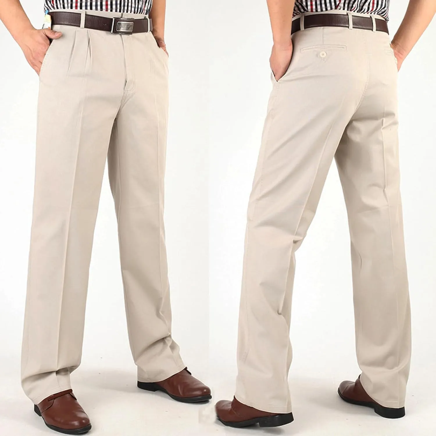 Men's Pants Classic Casual Relaxed Fit Business Office Pants Golf Suit Dress Pants for Men Straight Leg Golf Pants