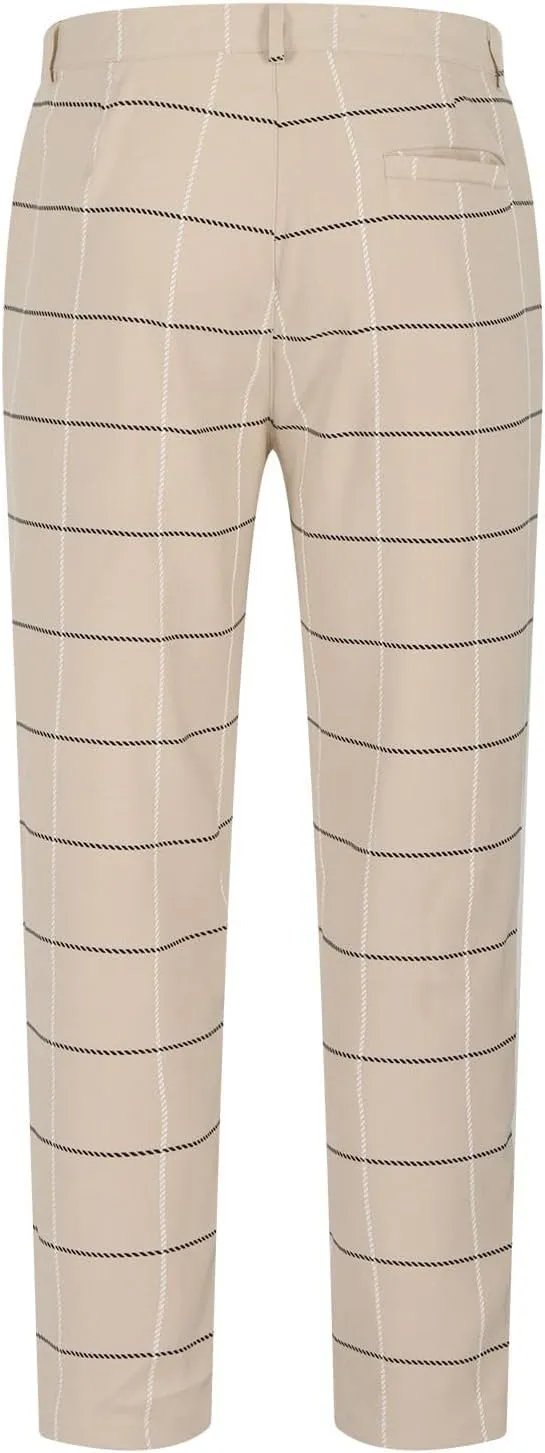Mens Plaid Dress Pants Fashion Stretch Chino Pants Men Slim Fit Skinny Long Pants Casual Business Golf Pants