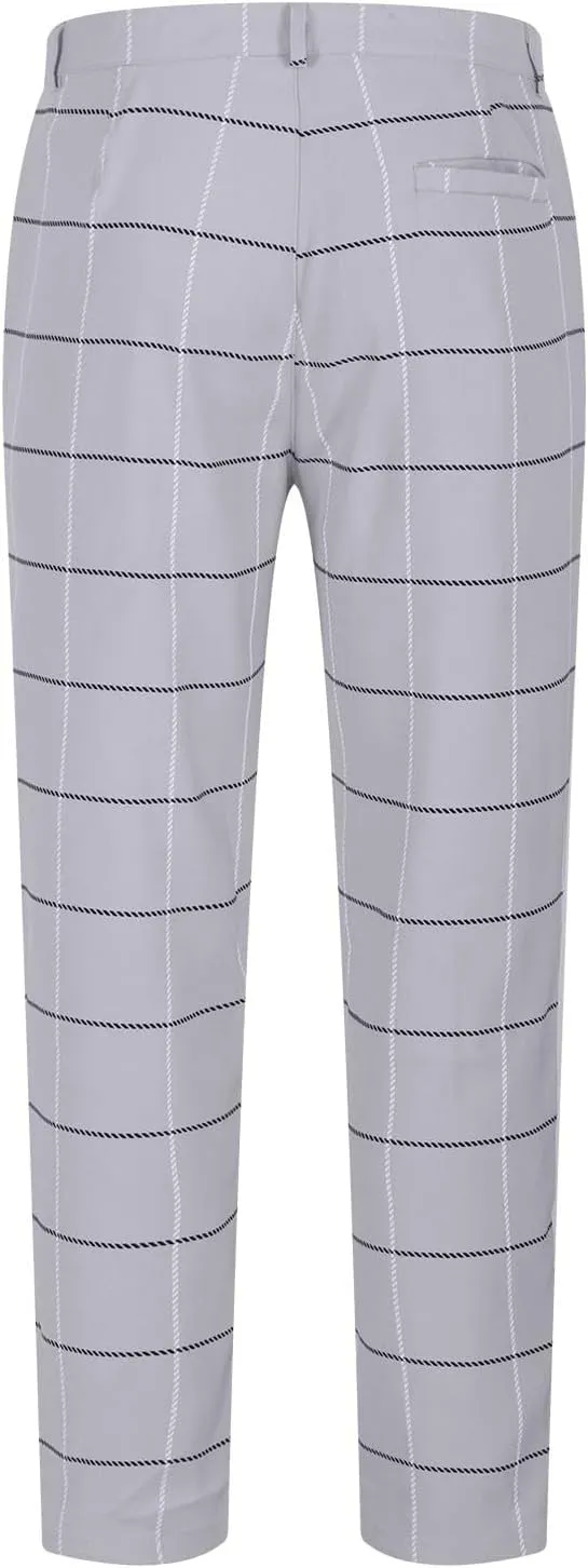 Mens Plaid Dress Pants Fashion Stretch Chino Pants Men Slim Fit Skinny Long Pants Casual Business Golf Pants
