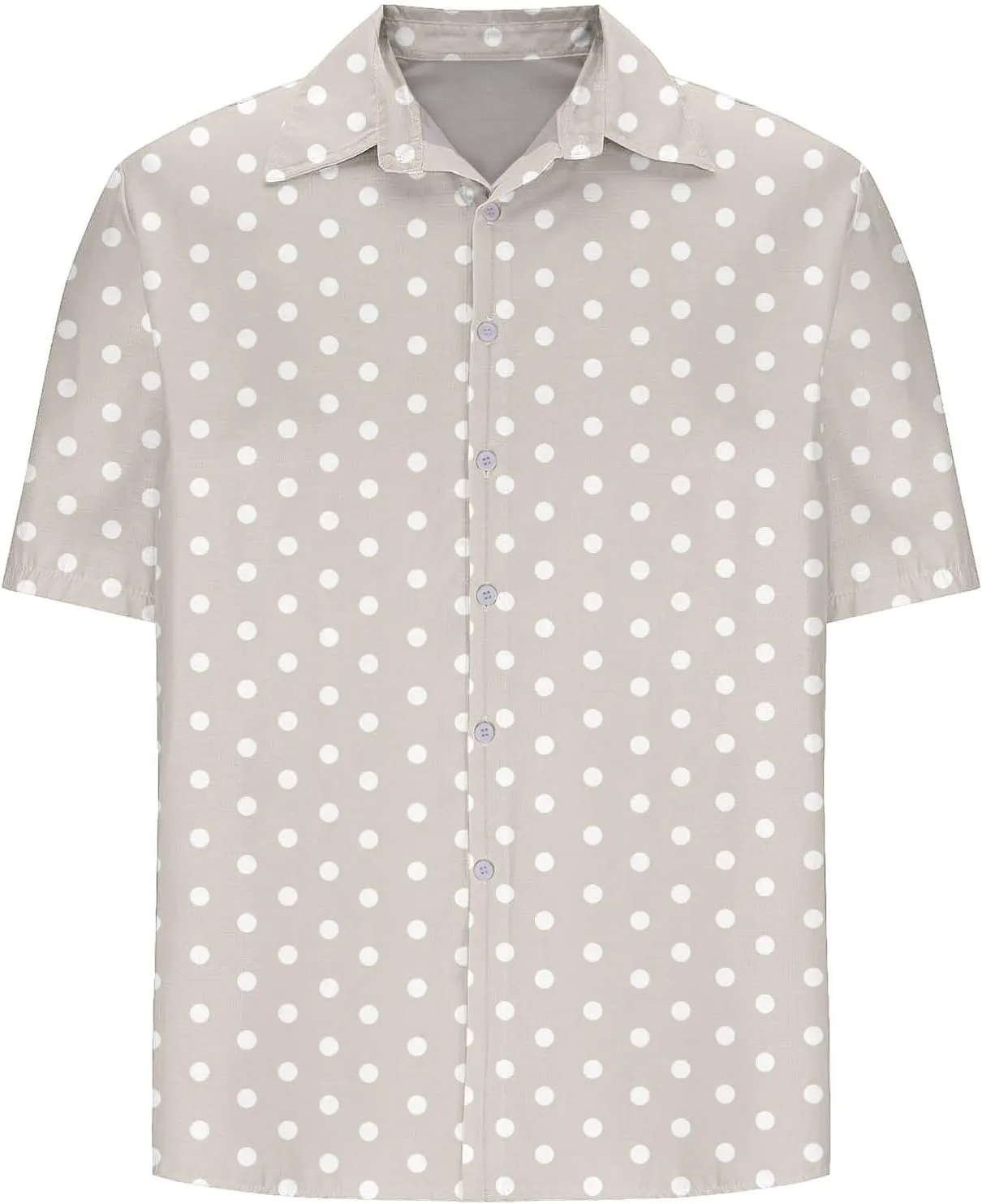 Men's Polka Dot Button Down Shirts, Fashion Loose Lapel Short Sleeve Tops Summer Going Out Casual Tees