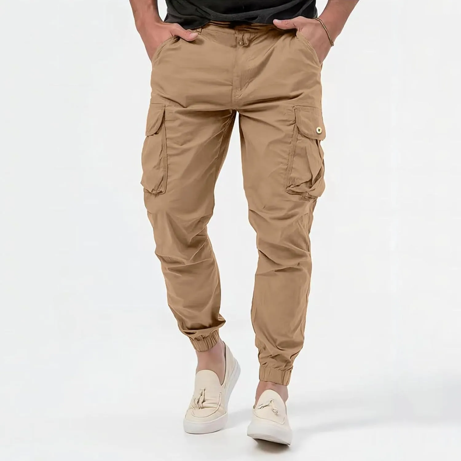 Mens Resort Wear 2025 Cargo Pants, Ultra Comfort Flex Multi-Pocket Pants, Men's Elastic Waist Drawstring Sweatpants