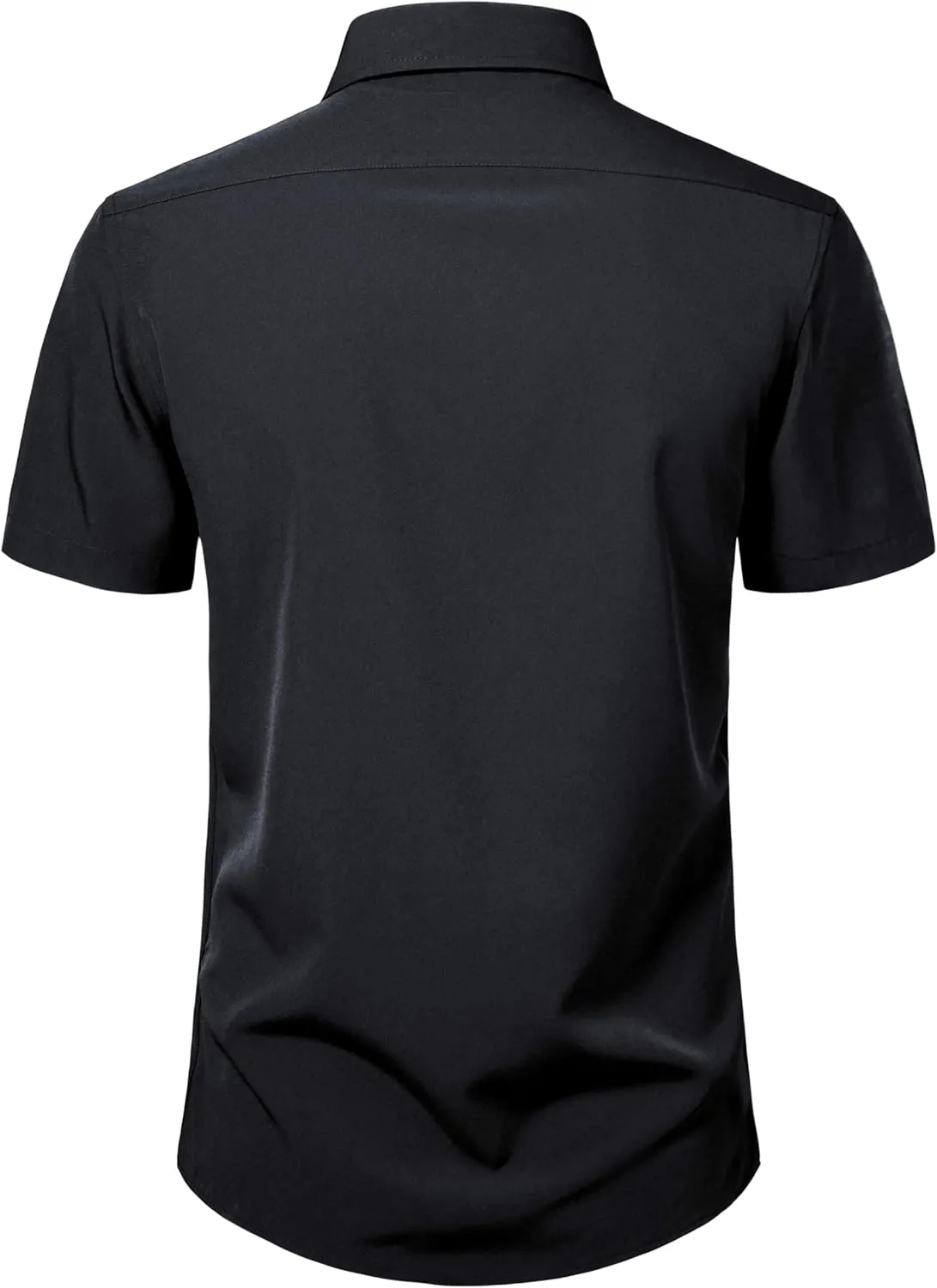 Mens Short Sleeve Dress Shirts Stretch Button Down Wrinkle Free Casual Solid Formal Shirt for Summer Business Wedding