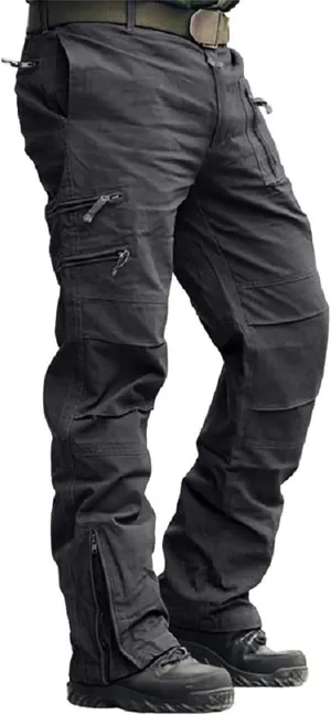 Men's Tactical Pants Big and Tall Loose Fit Straight Leg Cargo Pants Outdoor Jogging Hiking Pants for Fishing Mountaineering