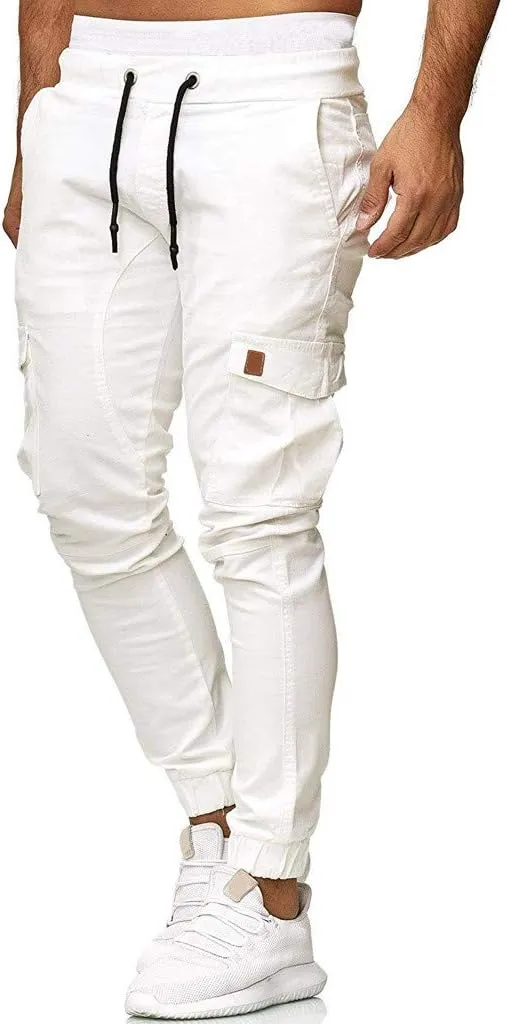 MIDOO Cargo Pants Men Work Heavy Duty Drawstring Chino Cargo Pants Lightweight Pants Twill Track Jogging Sweatpants Pants