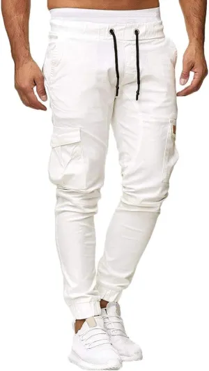 MIDOO Cargo Pants Men Work Heavy Duty Drawstring Chino Cargo Pants Lightweight Pants Twill Track Jogging Sweatpants Pants