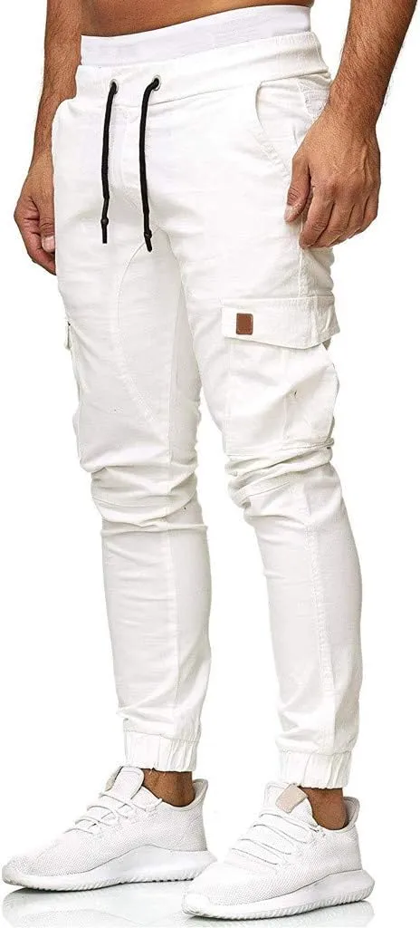 MIDOO Cargo Pants Men Work Heavy Duty Drawstring Chino Cargo Pants Lightweight Pants Twill Track Jogging Sweatpants Pants