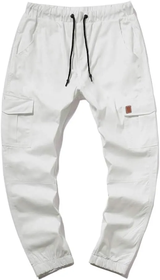 MIDOO Cargo Pants Men Work Heavy Duty Drawstring Chino Cargo Pants Lightweight Pants Twill Track Jogging Sweatpants Pants