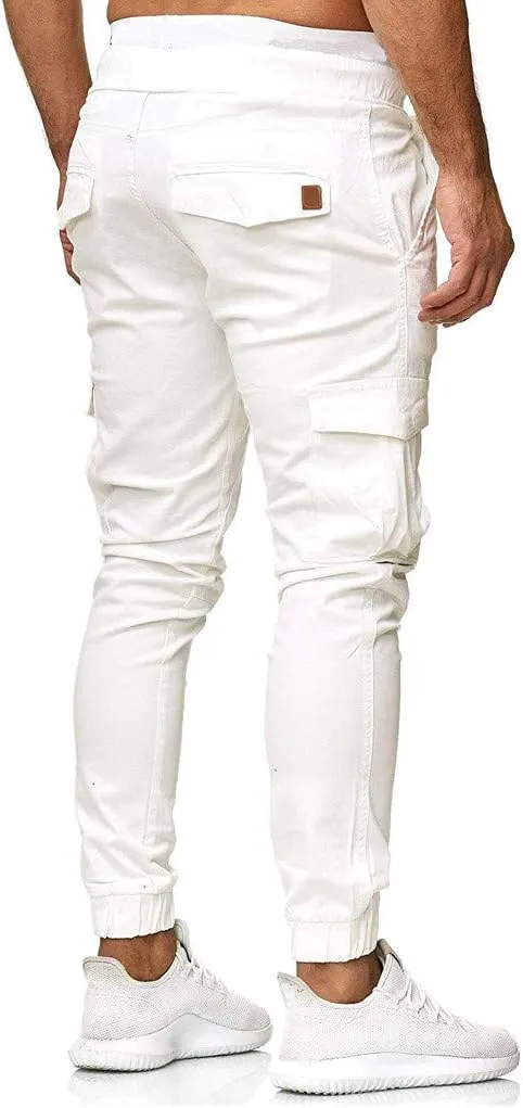 MIDOO Cargo Pants Men Work Heavy Duty Drawstring Chino Cargo Pants Lightweight Pants Twill Track Jogging Sweatpants Pants