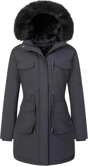 MOERDENG Women's Long Winter Coat Thickened Down Alternative Jacket Warm Puffer Jacket Waterproof Parka