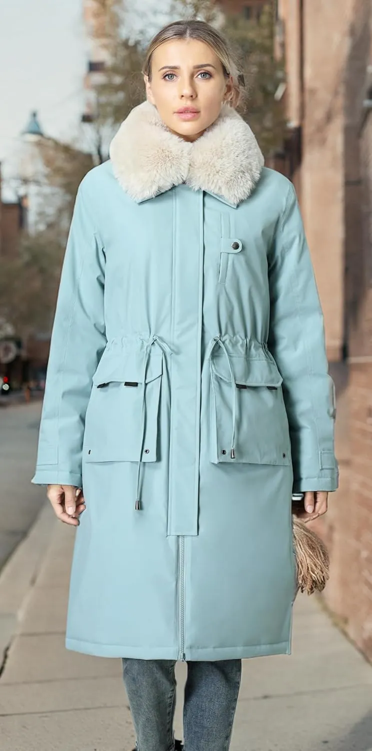 MOERDENG Women's Waterproof Long Winter Coat Thickened Down Parka Warm Puffer Jacket