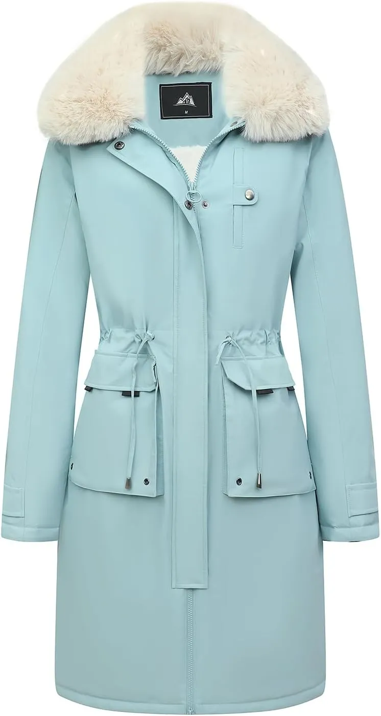MOERDENG Women's Waterproof Long Winter Coat Thickened Down Parka Warm Puffer Jacket