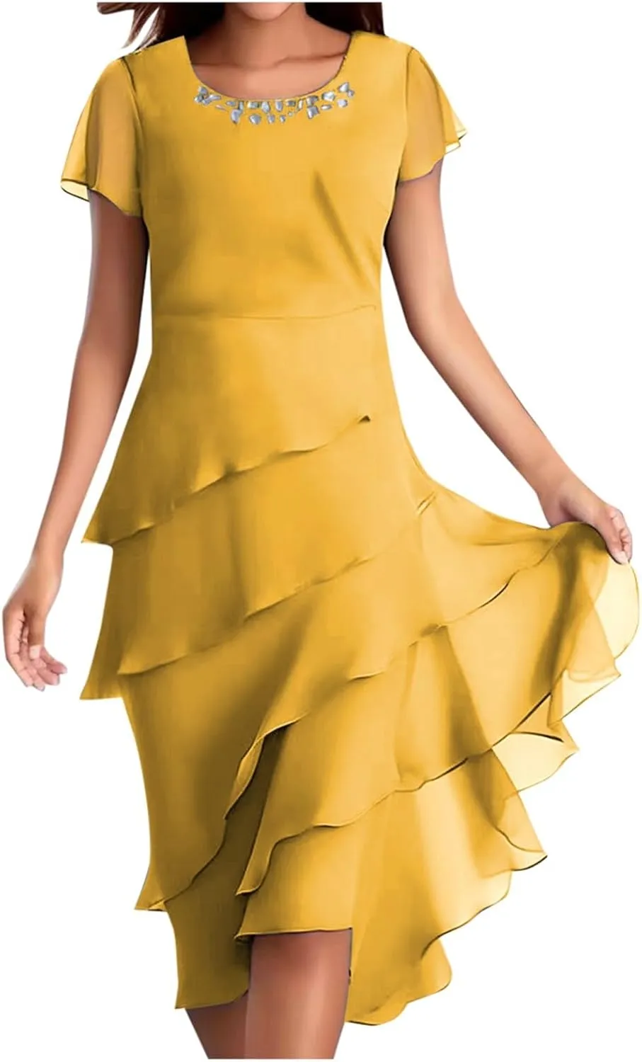 Mother of The Bride Dresses for Women Wedding Guest Dress Chiffon Long Sleeve Formal Evening Dress Bodycon Dress