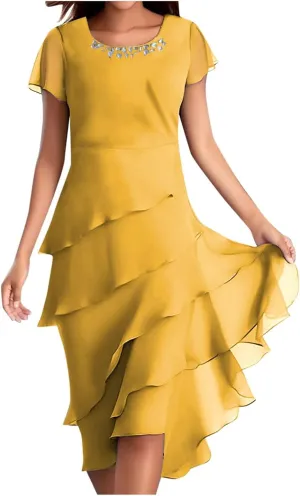 Mother of The Bride Dresses for Women Wedding Guest Dress Chiffon Long Sleeve Formal Evening Dress Bodycon Dress