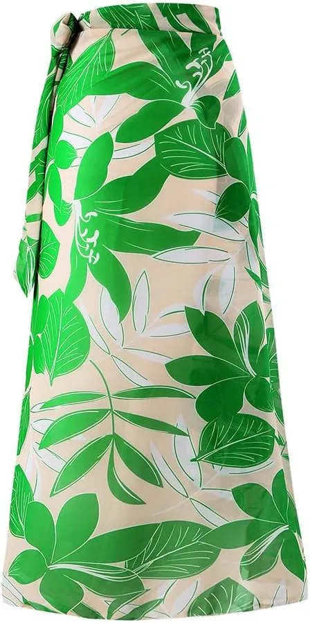 ODASDO Women One Piece Swimsuit with Beach Cover Ups Wrap Skirt Sarong Retro Floral Print Bathing Suit Vacation Beachwear