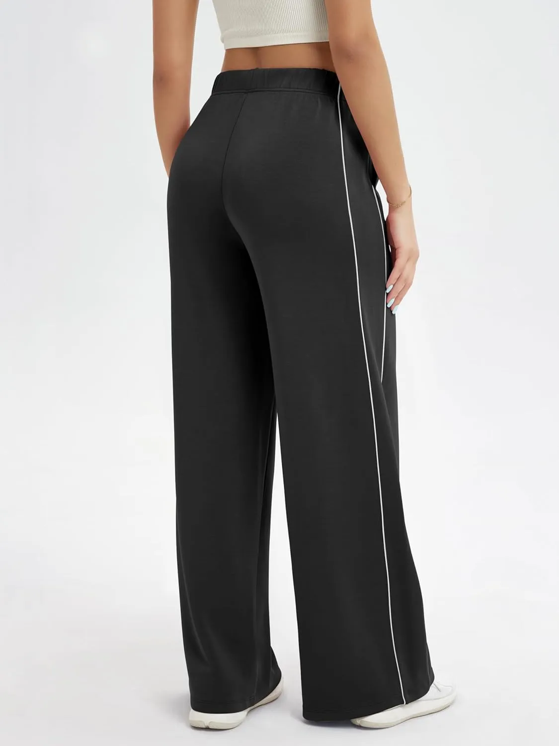 ODODOS Women's Modal Soft Extra Wide Leg Pants with Pockets Drawstring High Waist Pull-On Casual Pants