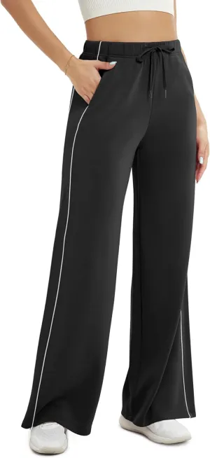 ODODOS Women's Modal Soft Extra Wide Leg Pants with Pockets Drawstring High Waist Pull-On Casual Pants