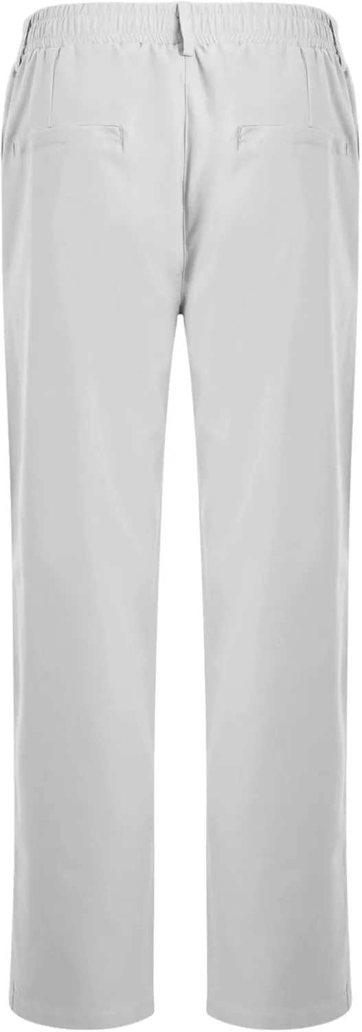Pants for Men Casual Lightweight Relaxed Fit Chino Pant with Pocket Button Elastic Waistband Baggy Business Trousers