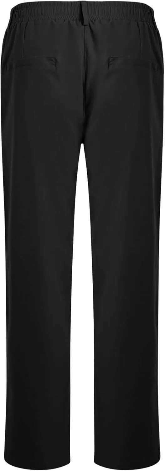 Pants for Men Casual Lightweight Relaxed Fit Chino Pant with Pocket Button Elastic Waistband Baggy Business Trousers