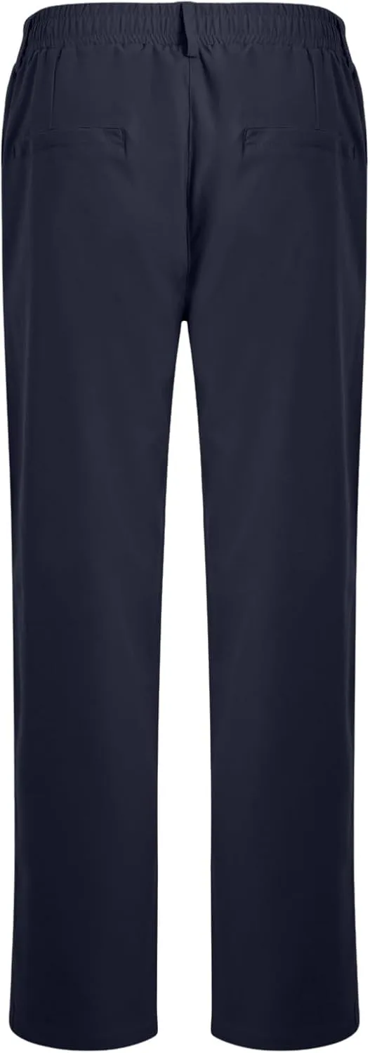 Pants for Men Casual Lightweight Relaxed Fit Chino Pant with Pocket Button Elastic Waistband Baggy Business Trousers