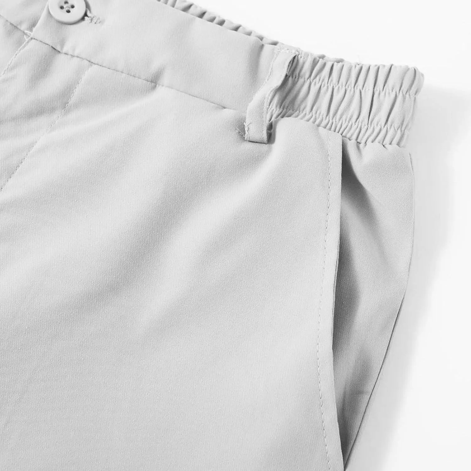 Pants for Men Casual Lightweight Relaxed Fit Chino Pant with Pocket Button Elastic Waistband Baggy Business Trousers