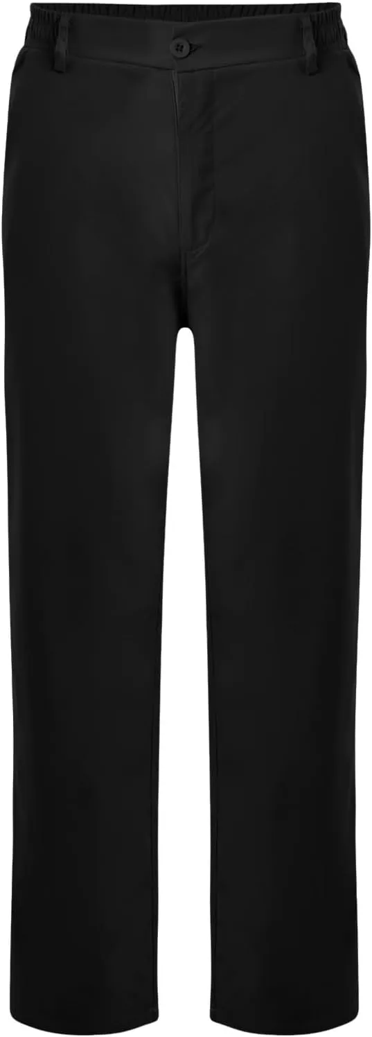 Pants for Men Casual Lightweight Relaxed Fit Chino Pant with Pocket Button Elastic Waistband Baggy Business Trousers