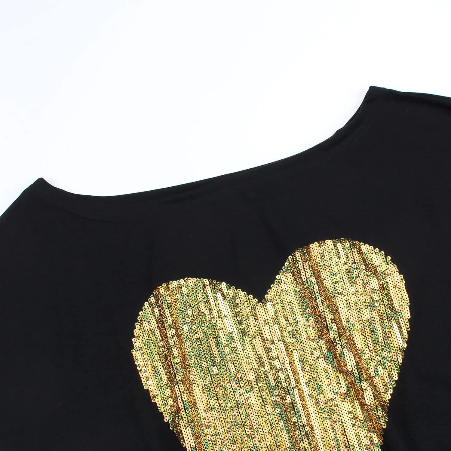 PESION Womens Off The Shoulder Tops Sexy Shiny Metallic Shirts Long Sleeves Fashion Graphic T-shirts Blouses