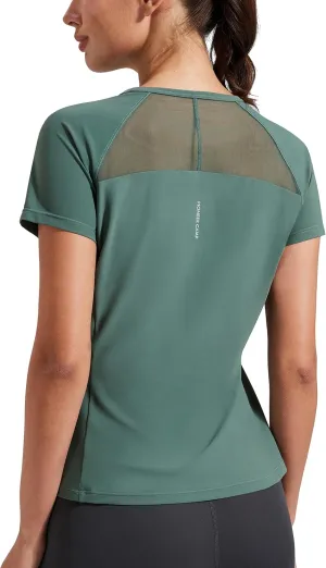 Pioneer Camp Women's Workout Tops Short Sleeve Athletic Shirts Moisture Wicking Quick Dry Mesh Back Yoga Tees for Running Gym