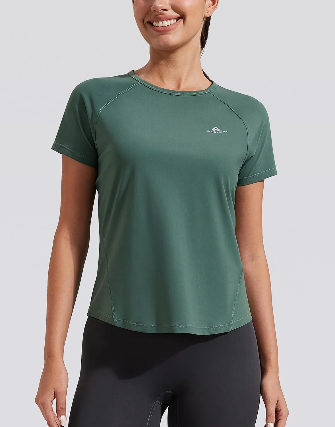 Pioneer Camp Women's Workout Tops Short Sleeve Athletic Shirts Moisture Wicking Quick Dry Mesh Back Yoga Tees for Running Gym