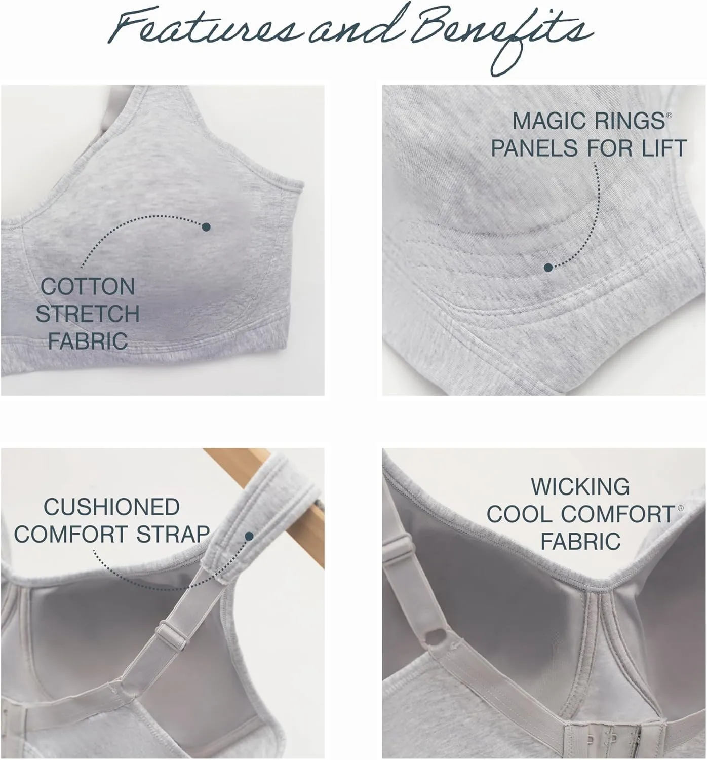 Playtex Women's Wireless Bra, 18 Hour Plus-Size T-Shirt Bras Available, Ultimate Lift, Moisture-Wicking, 474C