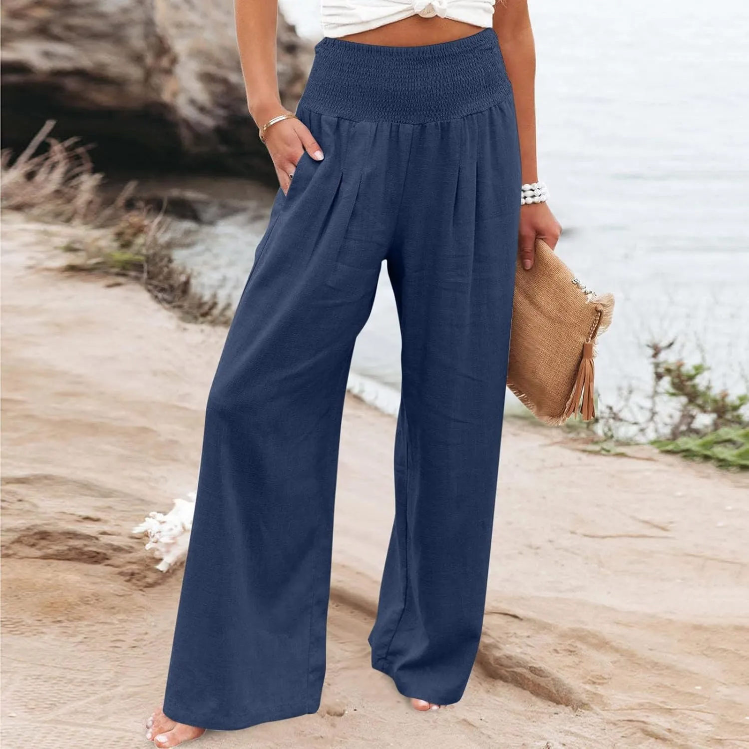 Plus Size Pants for Women, Long Pants for Women Dressy Casual,Extra Long Linen Pants Women Tall 34 Inseam
