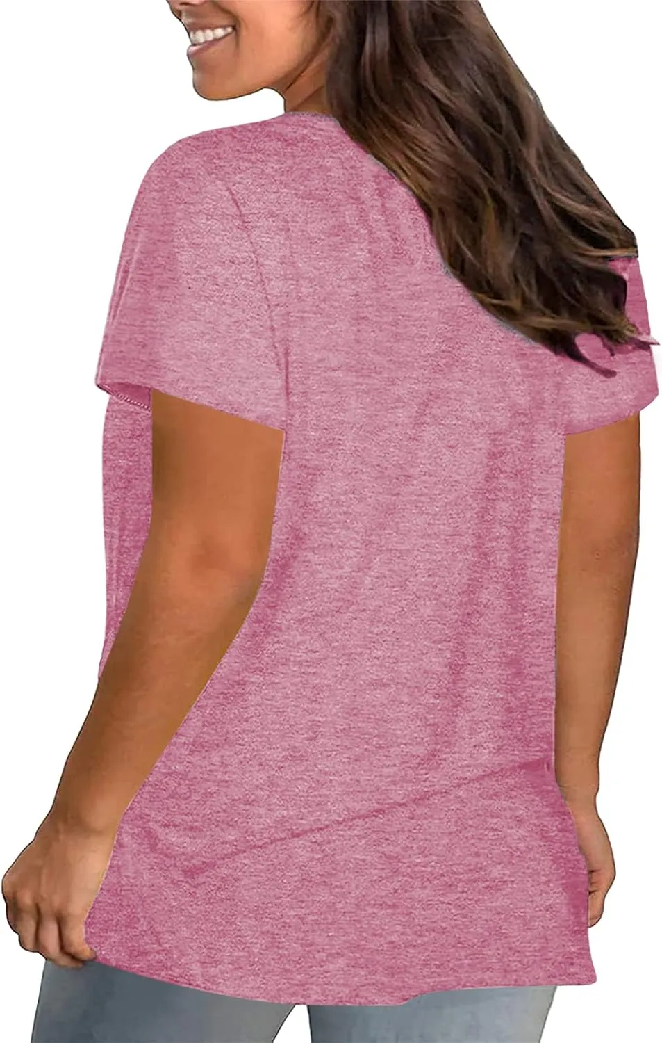 Plus Size Shirts Women Love Heart Print Short Sleeve Tops Casual Tees Blouse