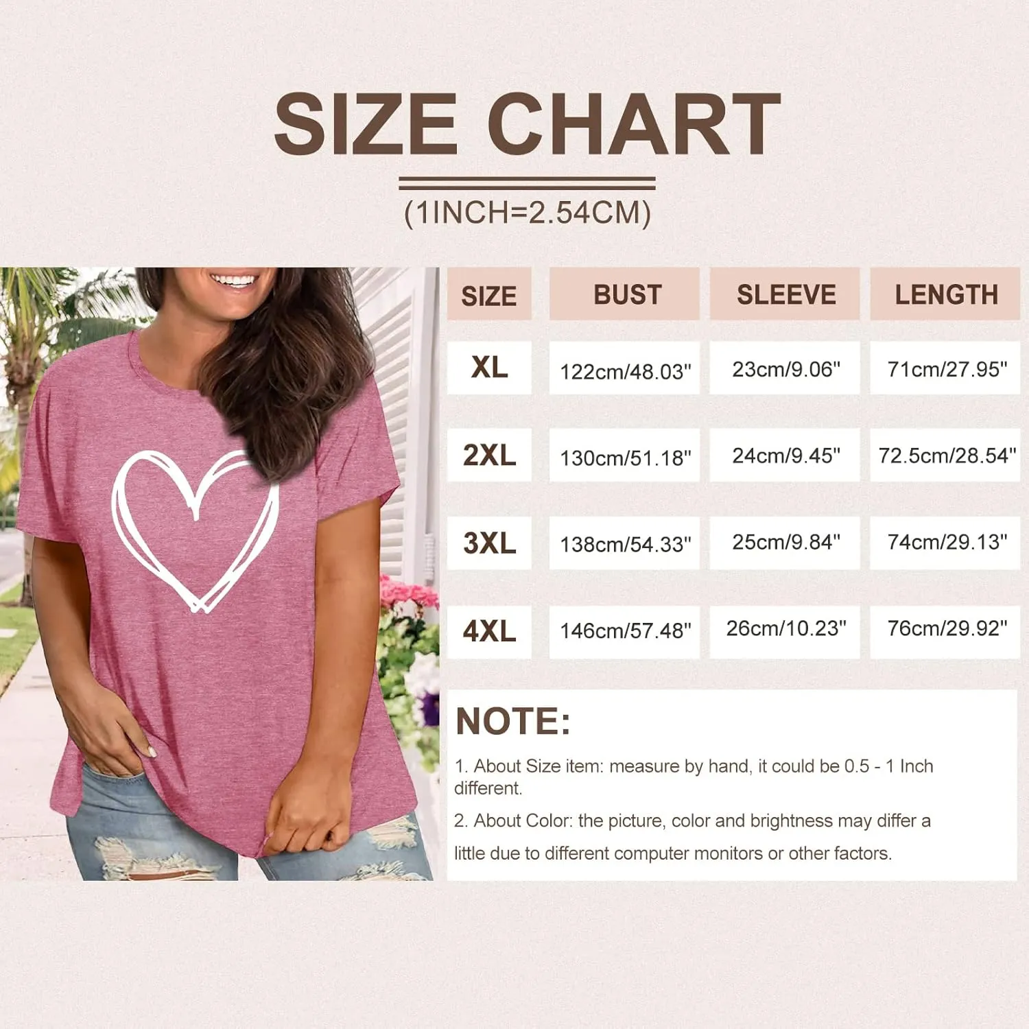 Plus Size Shirts Women Love Heart Print Short Sleeve Tops Casual Tees Blouse