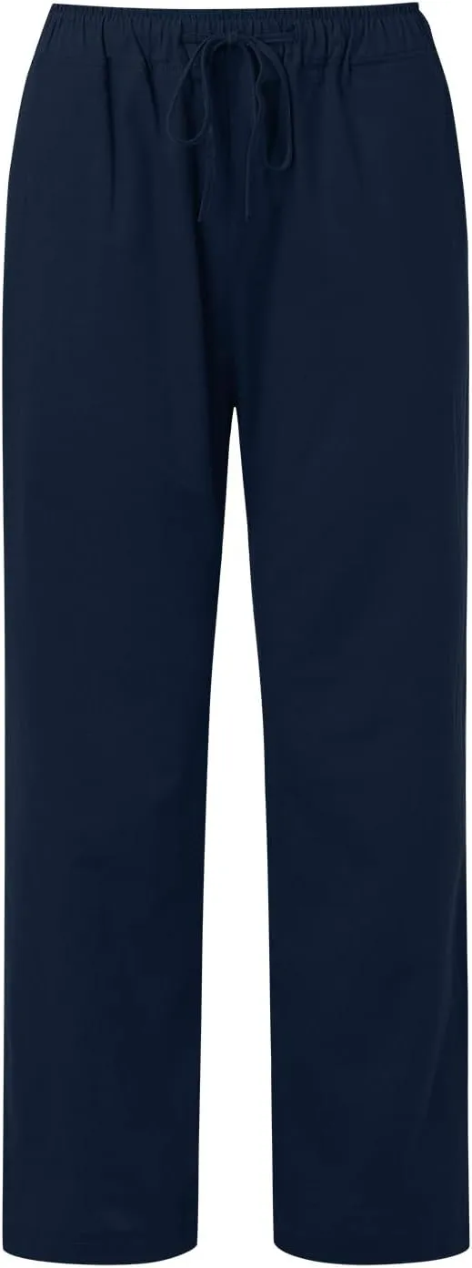 PTOLOCIF Cotton Linen Pants Women,Casual Linen High Waist Pants Wide Leg Palazzo Pants Drawstring Loose Fit Summer Pants