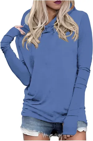 Pullover Hoodies with Thumb Holes for Women Long Sleeve Running Yoga Workout Tops Spring Fall Athletic Hooded Shirts