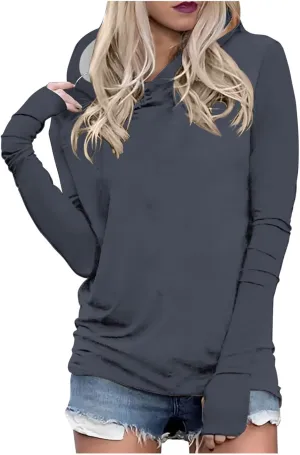 Pullover Hoodies with Thumb Holes for Women Long Sleeve Running Yoga Workout Tops Spring Fall Athletic Hooded Shirts