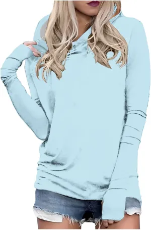Pullover Hoodies with Thumb Holes for Women Long Sleeve Running Yoga Workout Tops Spring Fall Athletic Hooded Shirts