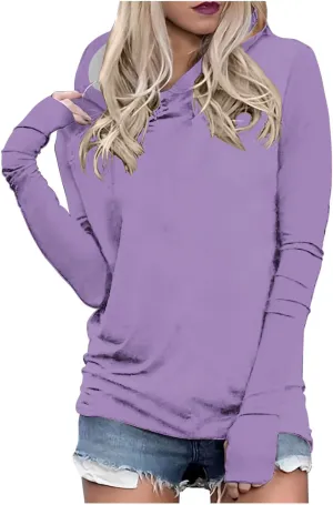 Pullover Hoodies with Thumb Holes for Women Long Sleeve Running Yoga Workout Tops Spring Fall Athletic Hooded Shirts
