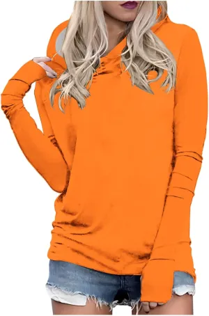 Pullover Hoodies with Thumb Holes for Women Long Sleeve Running Yoga Workout Tops Spring Fall Athletic Hooded Shirts
