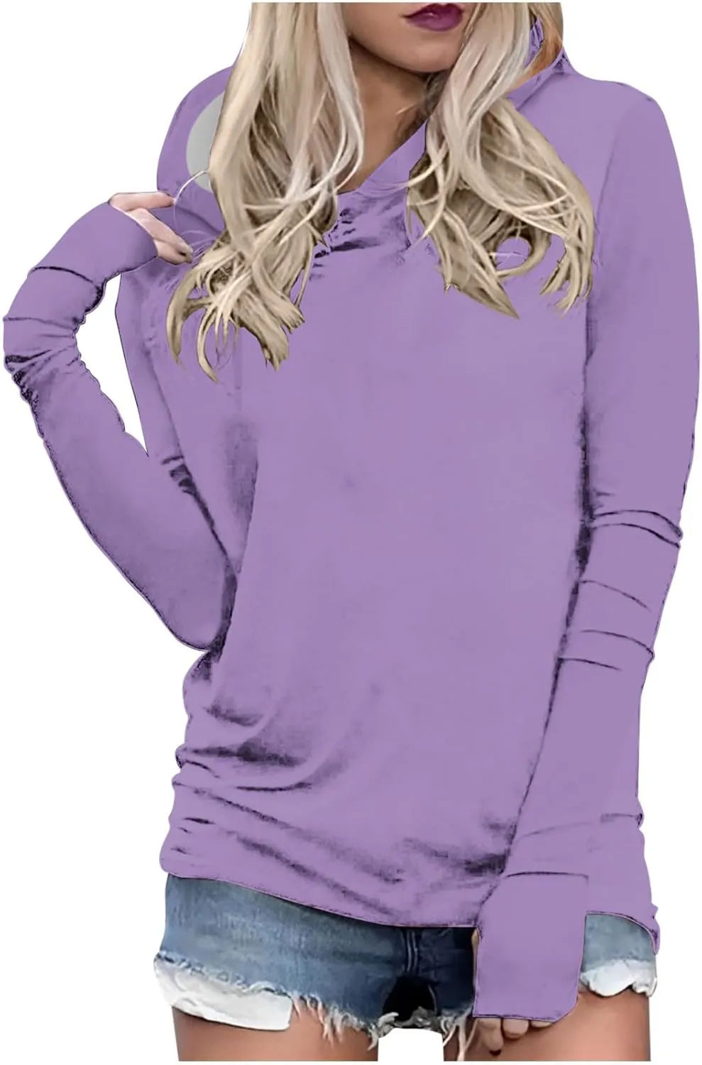 Pullover Hoodies with Thumb Holes for Women Long Sleeve Running Yoga Workout Tops Spring Fall Athletic Hooded Shirts