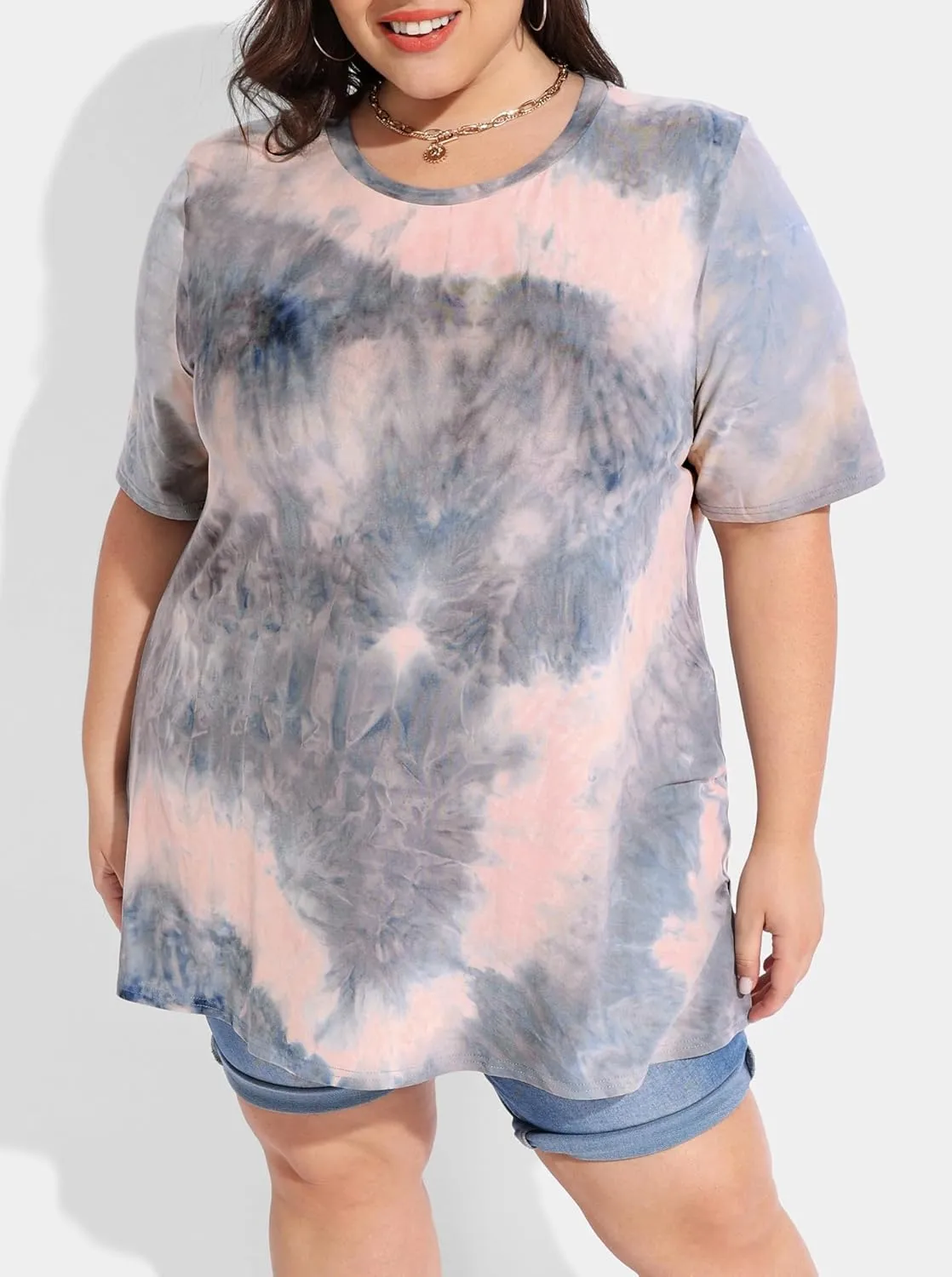 RITERA Women's Plus Size Crewneck Tops Short Sleeve Oversized T Shirt for Women Spring Summer XL 5XL