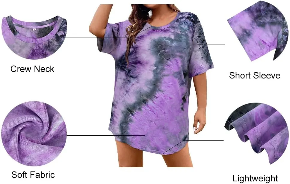 RITERA Women's Plus Size Crewneck Tops Short Sleeve Oversized T Shirt for Women Spring Summer XL 5XL